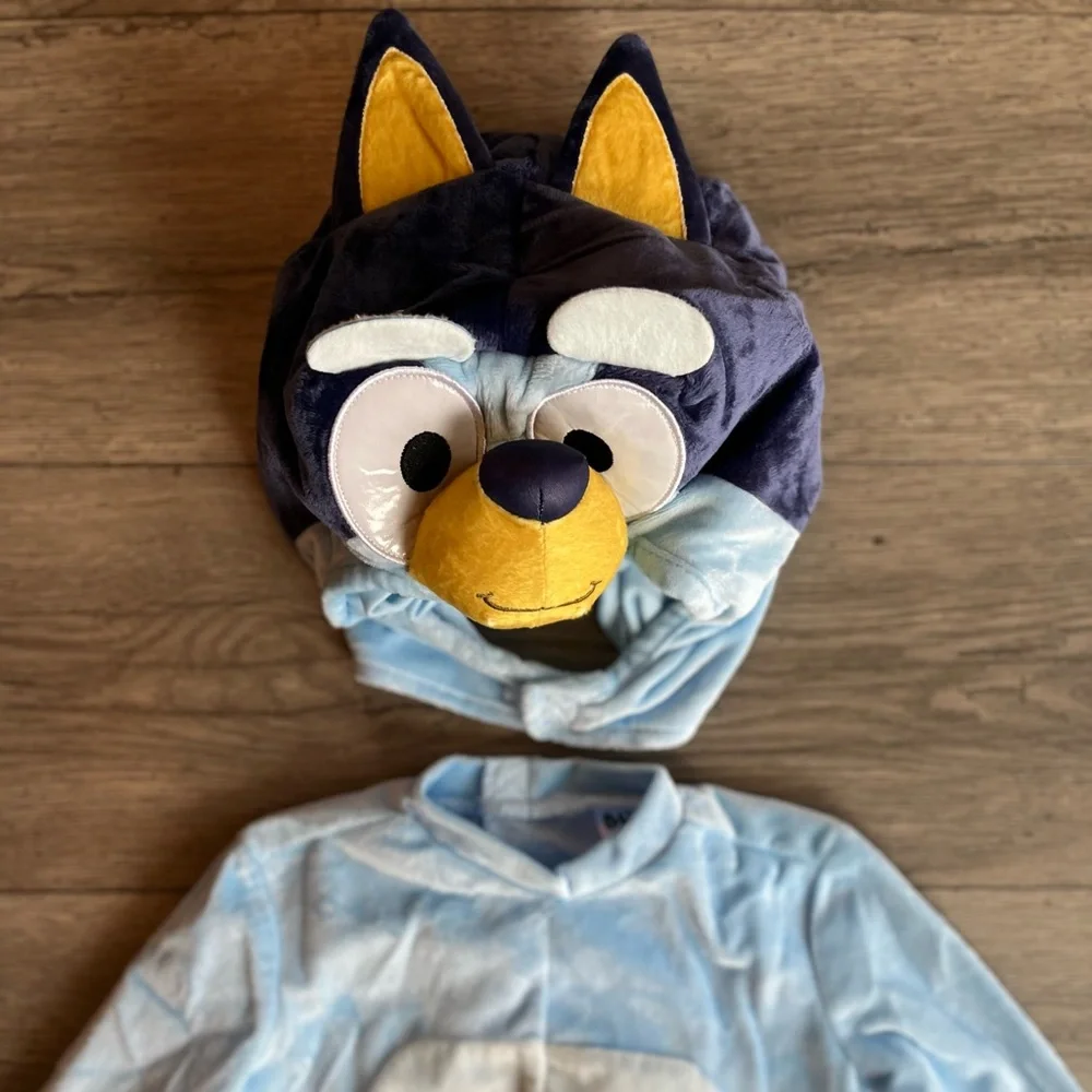 Spirit Halloween Toddler Bluey Costume Jumpsuit with Tail & Headpiece Size 2T
